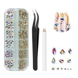 MAEXUS 1000 Pcs Character Glitter Rhinestone Nail Parts Stone Decoration Parts Nail Studs Nail Parts Crystal Nail Design Supplies DIY Craft Accessories Gorgeous Colors