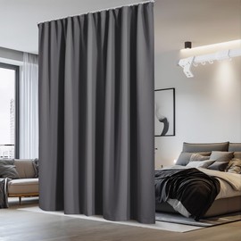 NICETOWN Room Divider Curtain & Adjustable Ceiling Track Set, W100 xL84 Blackout Curtain for Sliding Door/Living Room/Office Privacy, No Light Leakage Drape Easy Installation, 1 Panel, Dove Gray