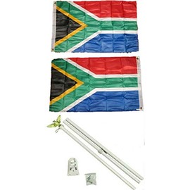 JumpingLight 2x3 Foot South Africa African 2ply Flag White Pole Kit Set - Black Lives Matter - Pan-African Black Liberation UNIA Flag