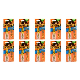Gorilla Super Glue with Brush & Nozzle Applicator, 12 Gram, Clear, (Pack of 10)