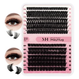Mayhug Lash Clusters - Fluffy Individual Clusters, 245PCS Ultra-Large Capacity Eyelash Clusters, Soft and Reusable Lashes Clusters, 10-18mm Lash Extension, 100D+200D Cluster Eyelash Extensions