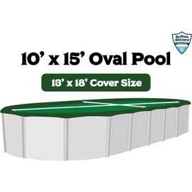 Buffalo Blizzard 10 ft x 15 ft Oval Above Ground Pool Cover | Green/Black Reversible Swimming Pool Cover | Deluxe Heavy Duty Winter Pool Cover | UV Protection | Shields Pools from Seasonal Debris