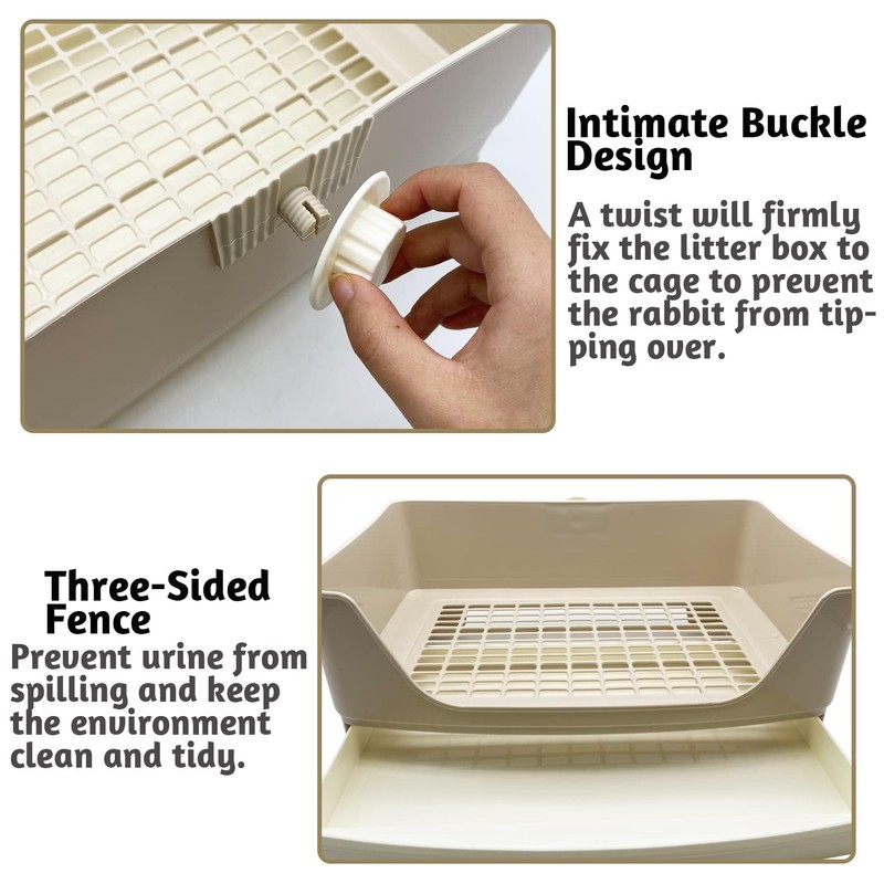 PINVNBY Rabbit Corner Litter Box with Drawer for Cage Small