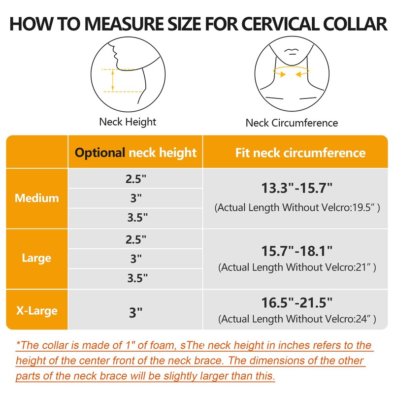 Cozyhealth Soft Foam Neck Brace Universal Cervical Collar, Adjustable Support