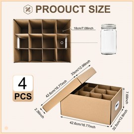 PPXHFV 4 Pcs Canning Jar Storage Boxes,Fits 32 oz Jars Regular or Wide Mouth Canning Jar Storage,12 Cells Mason Jar Storage Boxes, Mason Jar Organizer for Storage & Moving