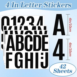 441 PCS 42 Sheets Letter Stickers Large Mailbox Numbers and Letters Self Adhesive Vinyl Waterproof Alphabet Number Stickers for Mailbox House Address,Crafts,Cars,Poster,Classroom Decor(4 Inch,Black)
