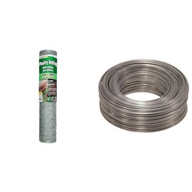 YARDGARD 308494B 2 Foot X 150 Foot 2 Inch Mesh Poultry Netting (Packaging May Vary) & Hillman Steel 20 Gauge Galvanized Hobby Wire, 20 x 175', Silver, Corrosion Resistant