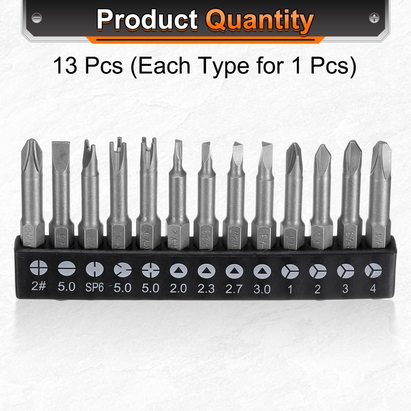 sourcing map 13pcs Magnetic Special Shaped Screwdriver Insert Bits Set