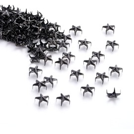 Newless 100pcs 10mm Star DIY Leathercraft Metal Punk Studs Rivet Spikes Nailheads (Gun Black)