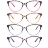 Przene 4 Pack Cat Eye Reading Glasses for Women Blue