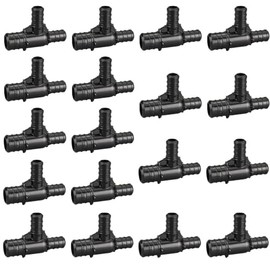 TenKe 18 Pack Pex Fittings 3/4" x 1/2" x 1/2" Reducing TEE Elbow Poly PPSU Barb Crimp Fittings ASTM F-2159, cUPC Certified (18PCS 3/4"X1/2"X1/2" (Reducing TEE))