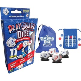 PlaySmart Dice Deluxe: Sharpen Math Skills at Home and On The Go with Uniquely Numbered Math Dice and 11 Fun Math Games That Help Kids Master Mental Math. Perfect Travel Game!