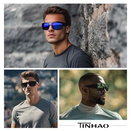 TINHAO Polarisierte Sonnenbrille zum Überziehen,Überbrille zum Umwickeln für Brillenträger UV-Schutz(Schwarz-blau)