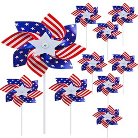 Soochat 4th of July Pinwheels Patriotic Pinwheels American Flag Windmill for Memorial Day Independence Day Party Decorations 10Pcs