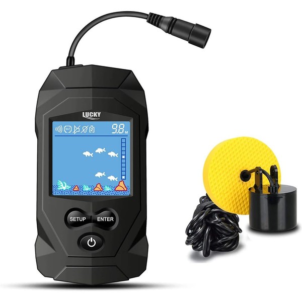 LUCKY Fish Sensor and Depth Detectors Portable Fish Sounder Wire Depth Sounder Fish LCD Display for Cane Boat Kayak