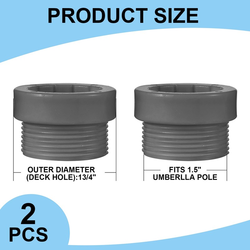 Thyle 2 Pcs Pool Umbrella Stabilizer Adapter Threaded Adapter Sleeves