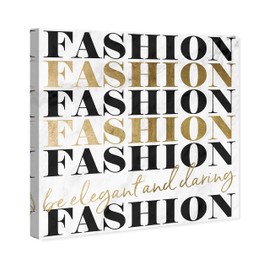 The Oliver Gal Artist Co. Typography and Quotes Wall Art Canvas Prints 'Be Elegant and Daring and Marble' Home Décor, 12" x 12", Gold, Black