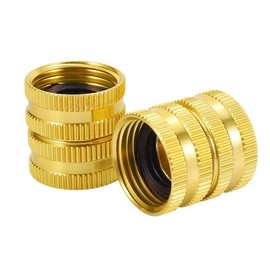 Hooshing 3/4" GHT Female to Female Garden Hose Connector Solid Brass Double Female Swivel Hose Connector Adapter, 2 Pack