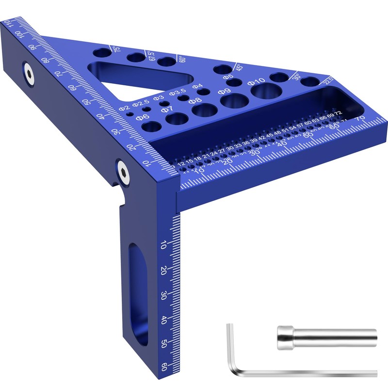 Metric 3D Multi-Angle Measuring Ruler, 22.5°-90° Degree Aluminum Alloy Woodworking