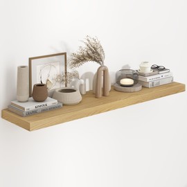 48 Inch Long Floating Shelves Oak, 9.3" Deep Floating Shelf 1 Pack