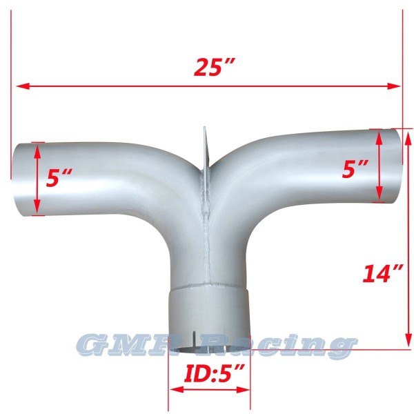 GMR Racing 5" Inch Y-Pipe Truck Exhuast Pipe Elbow with