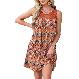 BKRIVE Summer Dresses for Women Bathing Suit Cover Up Floral Point Sleeveless Beach Boho Dress (yhBoho, XL)