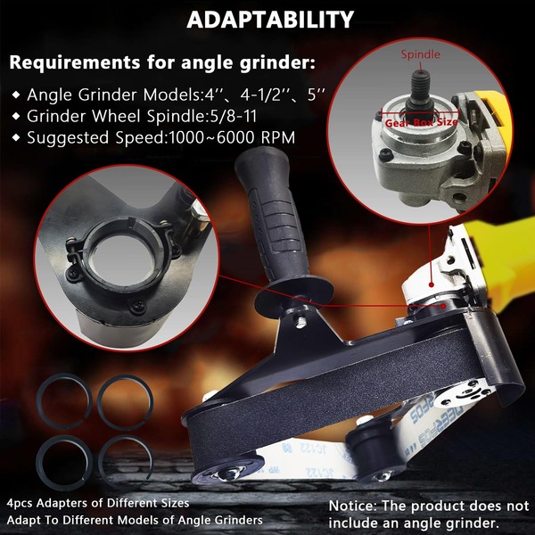 Belt Sander Adapter for Angle Grinder,Pipe Tube Polishing Sanding Attachment,