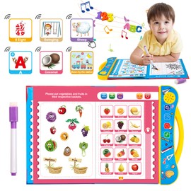 QIZEBABY ABC Learning for Toddlers, Music & Letters & Numbers & Words & Spelling Toys for Toddlers,Activity Book for Kids,Electronic Busy Book,Preschool Educational Toys for 2 3 4 5 Year Old