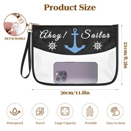 Sailor Gift for Girls Women Clear Cosmetic Bag Surfer Girl Gifts Funny Beach Lover Gift Sea Themed Makeup Bag Summer Vacation Gift Zipper Travel Toiletry Pouch Sister Bestie Friends Cruise Party Gift
