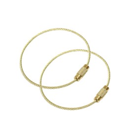 YES Time Stainless Steel Wire Cable Rope Key Ring,Keychain for Keys Luggage Tags,Length 5.9" (Gold, 10 Pieces)