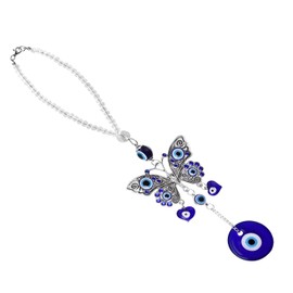 Molain Evil Eye Car Hanging Ornament, Evil Blue Eye Charms for Car Rear View Mirror Evil Eye Beaded Decor Evil Eye Car Accessories Evil Eye Window Pendent for Window Car Door Frame Balcony (Butterfly)