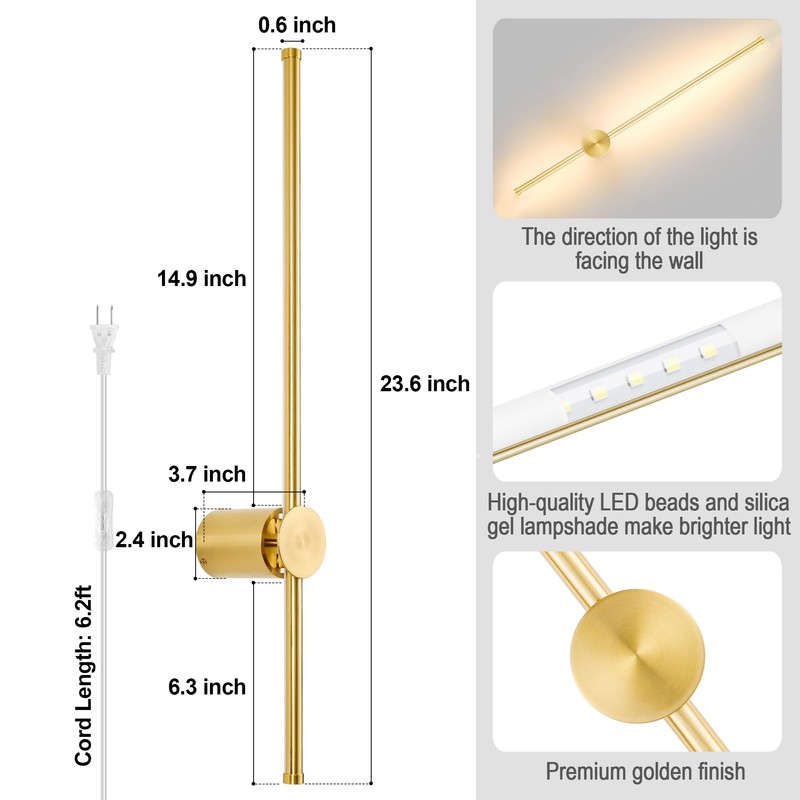 GOODATE Wall Sconces Set of Two with Remote, Stepless Colors