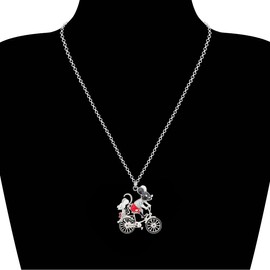 BONSNY Enamel Alloy Cycling Mouse Necklace Rat Pendant Cartoon Jewellery for Women Girl Charm Gift (Black)