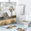 Sokdcam 4PCS Rustic Barn Windmill Shower Curtain Set, Western Farm