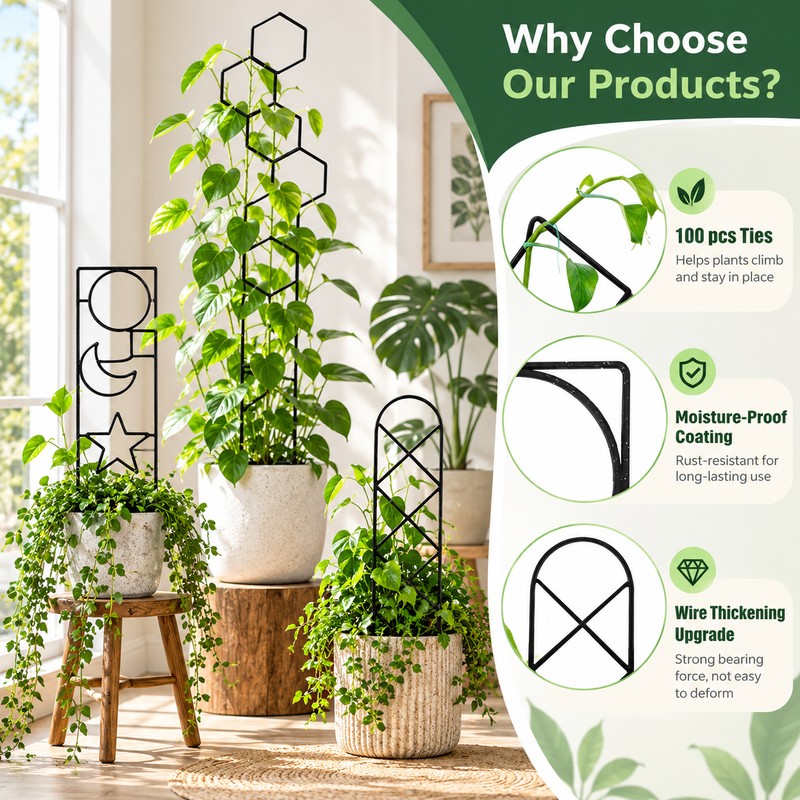 Metal Plant Trellis for Climbing Plants – Decorative Garden Stake
