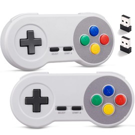 2 Pack suily Wireless USB Controller for SNES NES Emulator, 2.4GHz USB Gamepad Classic Game Controller Joypad for Windows Laptop PC Mac Raspberry PI (Multicolor Keys)