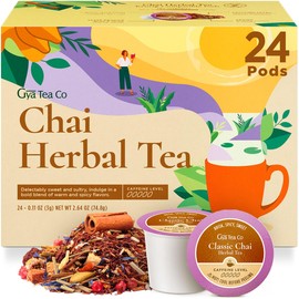 Gya Tea Co Chai Herbal Tea Pod (24 ct) - Decaf Hot Tea with Aromatic & Mellow for Smooth & Comfort