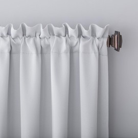 Sun Zero Easton Energy Saving Blackout Rod Pocket Curtain Panel, 40" x 63", Dove White