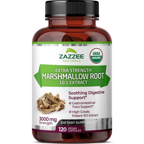 Zazzee USDA Organic Marshmallow Root 10:1 Extract, 3000 mg Strength,