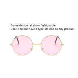 AISIBO Pink Round Hippie Glasses, Round Sunglasses Hippie and Sunglasses Glasses, Pink 60's Style Hipster Circle Sunglasses (Pink)