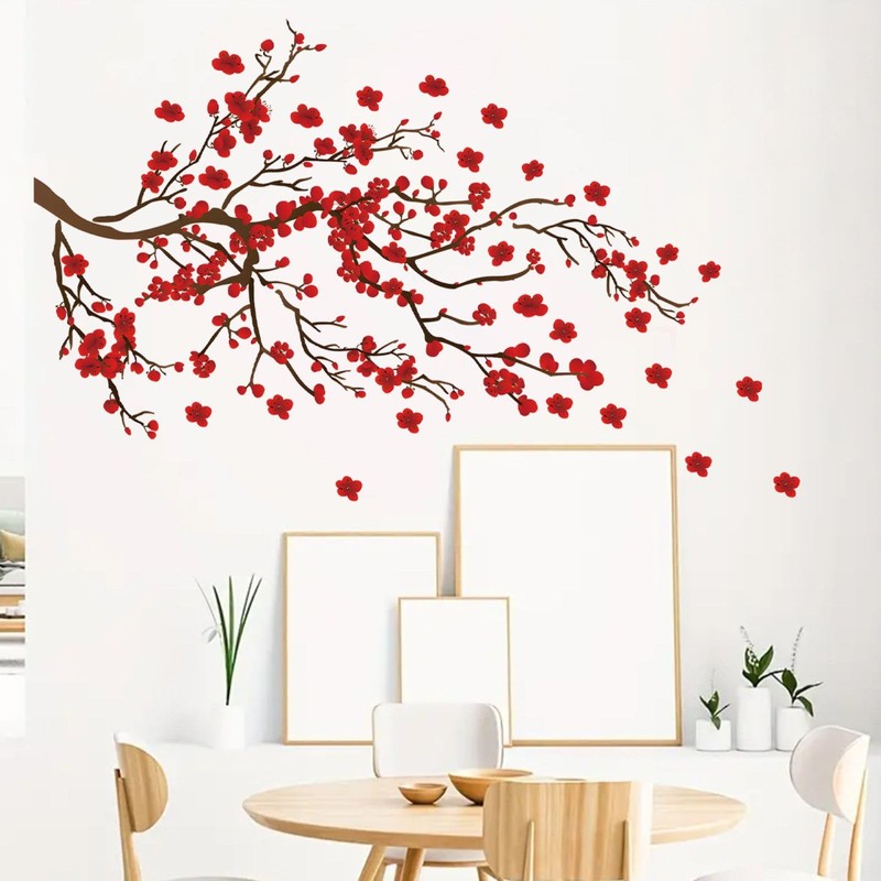 FuFUQUARE - Pegatinas de pared, diseño de flores de ciruelo