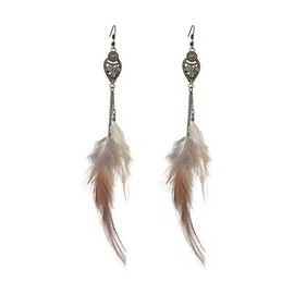 fdsmall Bohemia Feather Earrings Long Tassel Feather Earrings Long Chain Drop Retro Boho Earring Feather Drop Earrings Dangle Chain Earrings Jewellery Gift, Alloy Steel, No Gemstone