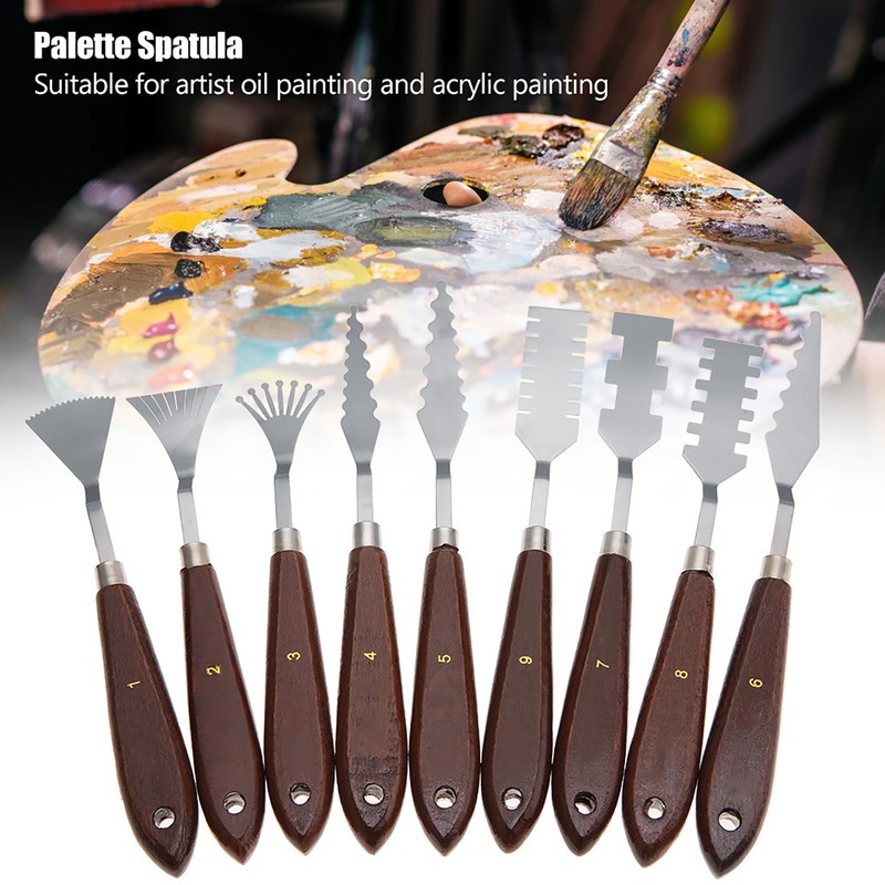 9PCS Professional Spatula Paint Mixture Scraper Set Artist Oil Painting