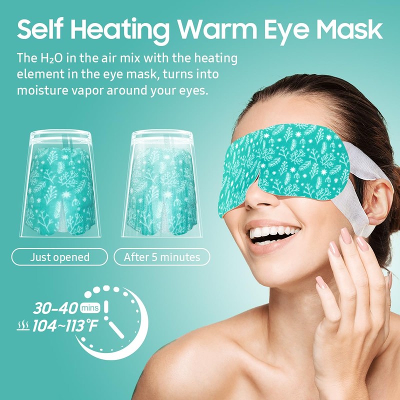 BeHoomi 30Packs Steam Eye Mask, Heated Eye Mask for Dry