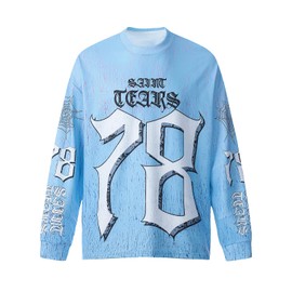 Stylish Men's Digital Print Baseball Style Long Sleeve Street Dance Clothes in Hostel Style