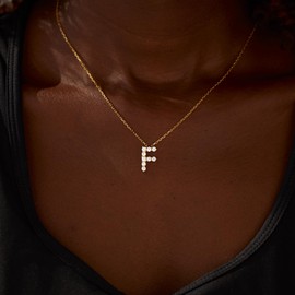 STORYJEWELLERY Initial Necklaces for Women, 18K Gold Plated Letter Charm Necklace, Dainty Cubic Zirconia Pendant, Trendy Jewelry with Initials, Gifts for Women, Metal, Cubic Zirconia, Cubic Zirconia