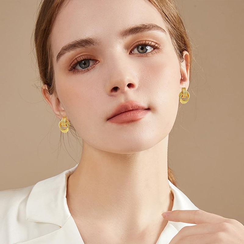FFWTPY Women's Earrings Stereo Double Hoops Simple 3 Layers Spools