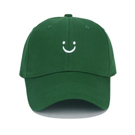 Umeepar Smile Face Baseball Cap for Women Men Adjustable Low Profile Unstructured Cotton Dad Hat (US, Alpha, One Size, Green)