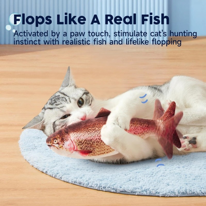 Potaroma Electric Flopping Fish Cat Toy Wiggle Trout Catnip Motion