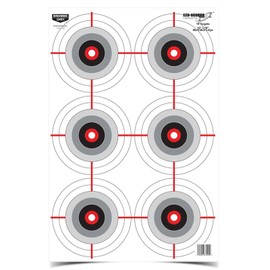 Birchwood Casey 12" x 18" Eze-Scorer Multiple Bull's-Eye Shoot-Up Brilliant White Paper Targets for Indoor and Outdoor Use, 10 Targets